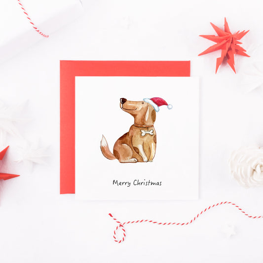 Watercolour Beagle Dog Christmas Card