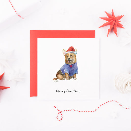 Watercolour Border Collie Dog Christmas Card