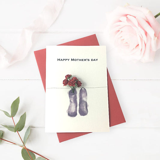Personalised Wellington Boots Bouquet Mother's Day Card