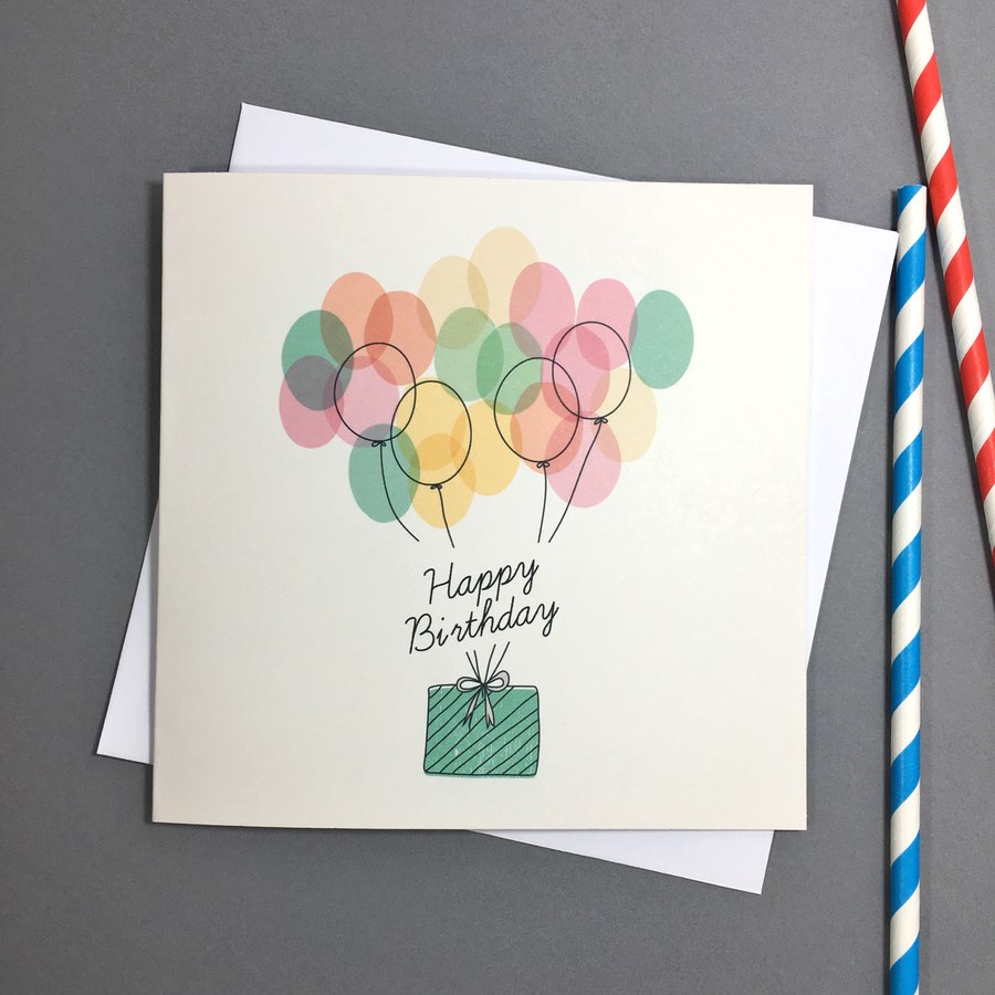 Birthday Balloons With Present Card