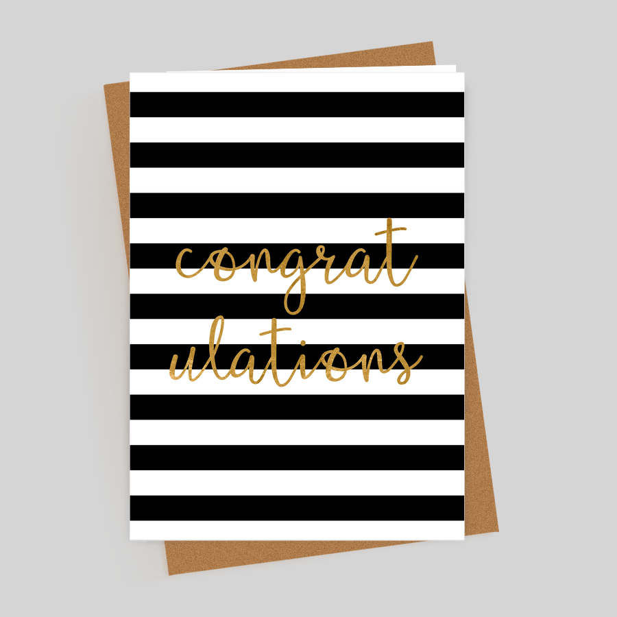 Congratulations Gold Foil Stripes Card
