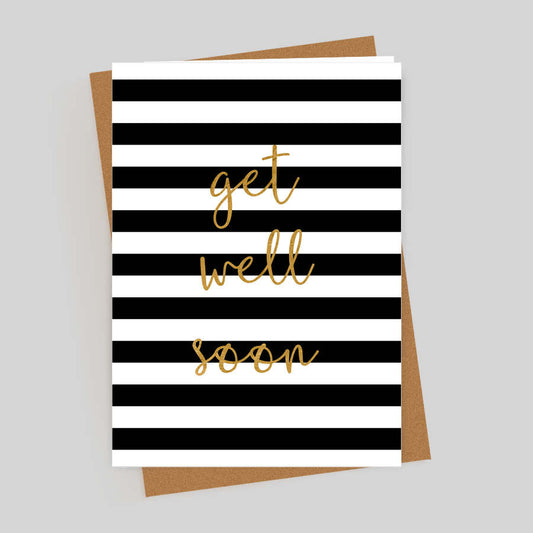 Get Well Soon Gold Foil Stripes Card