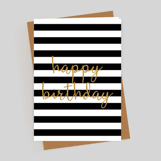Happy Birthday Gold Foil Stripes Card