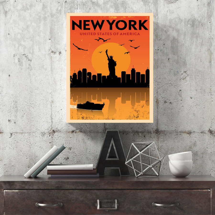 New York Skyline Retro Canvas Print