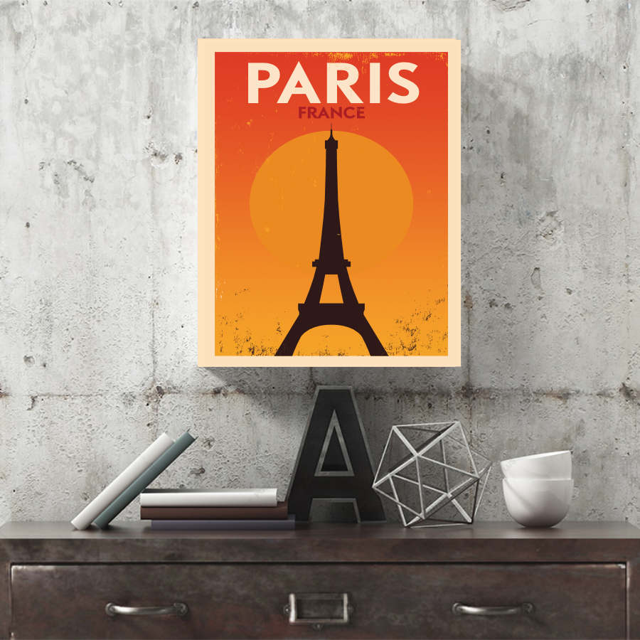 Paris Eiffel Tower Retro Canvas Print