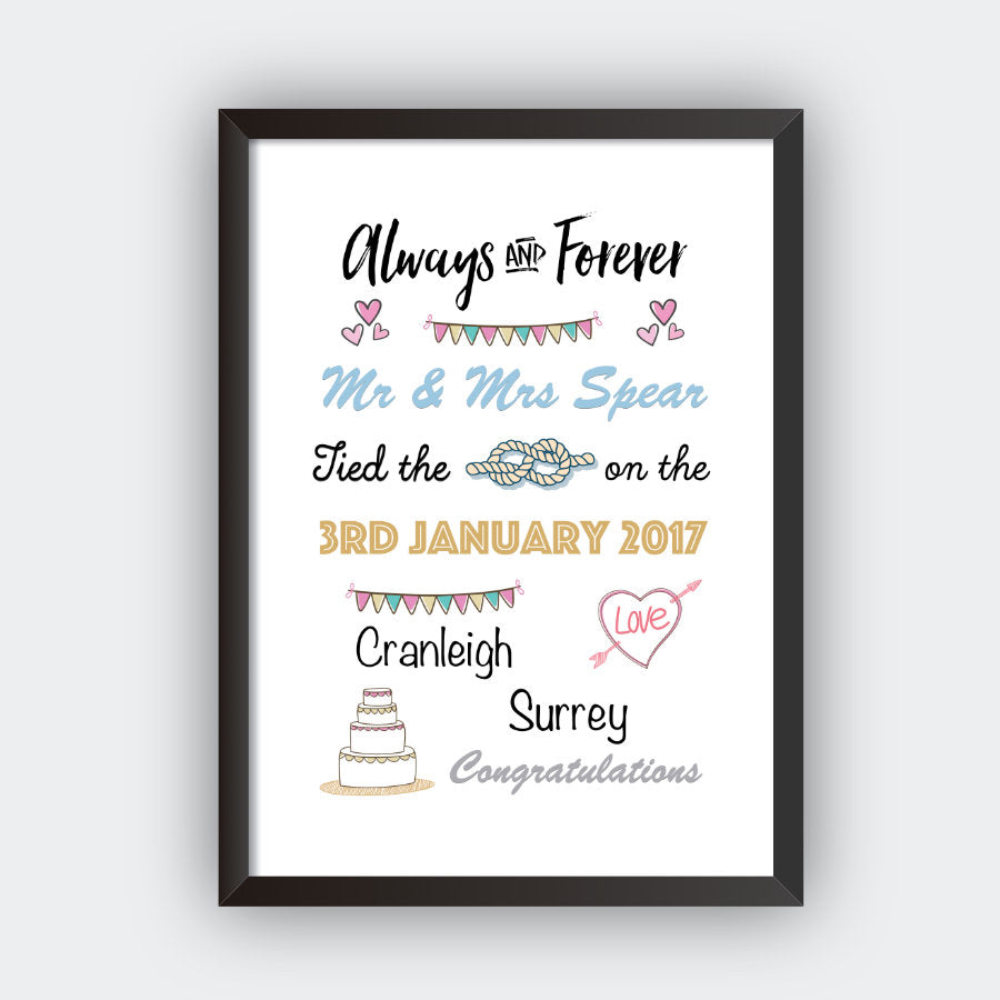 Personalised Always And Forever Print-black