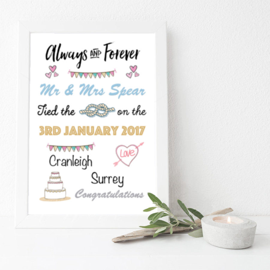 Personalised Always And Forever Print-white