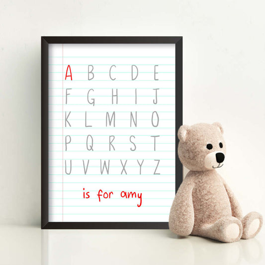 Personalised Baby Children Alphabet Is For Print-A-black