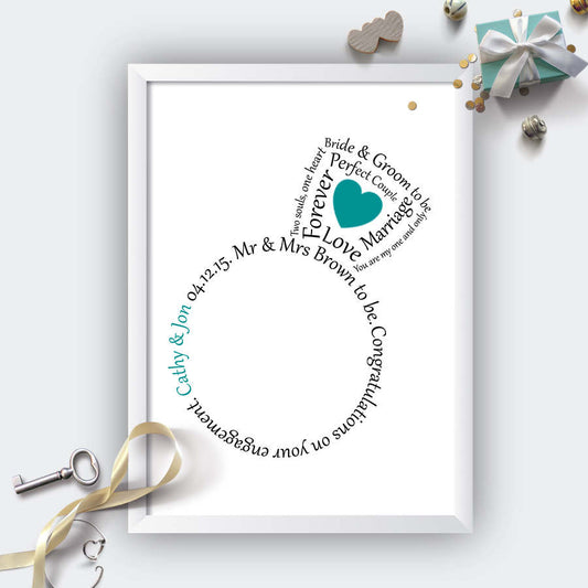 Personalised Engagement Ring Heart Print-white