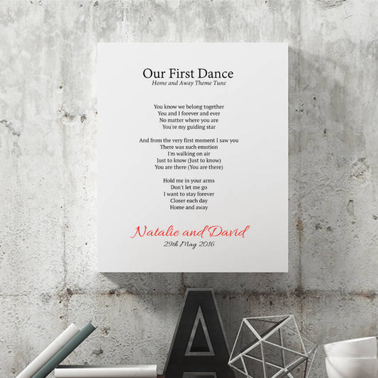 Personalised First Dance Wedding Lyrics Print-canvas
