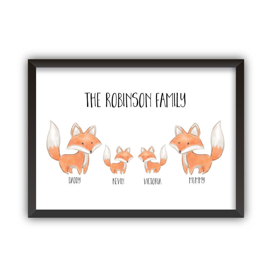 Personalised Foxes Family Print