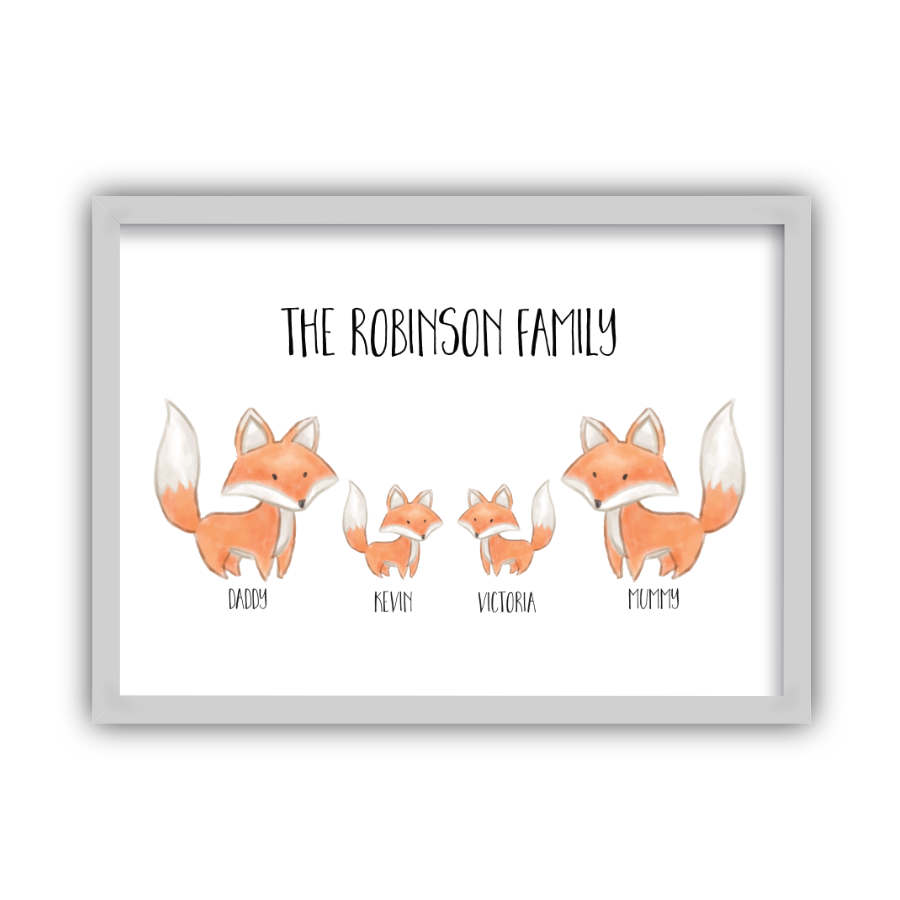 Personalised Foxes Family Print