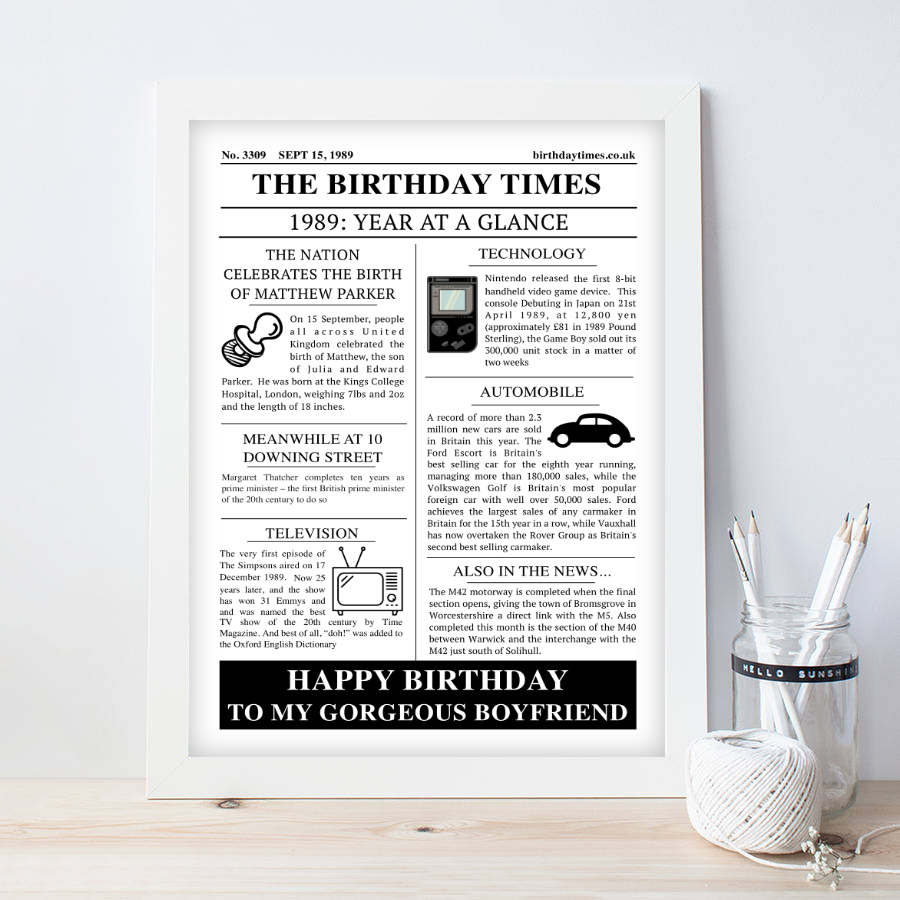 Personalised Newspaper Birthday Print-ls