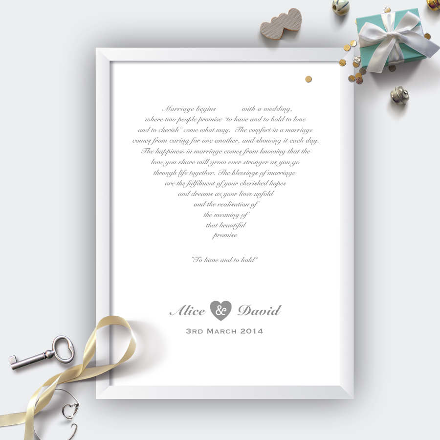 Personalised Wedding Heart Print White