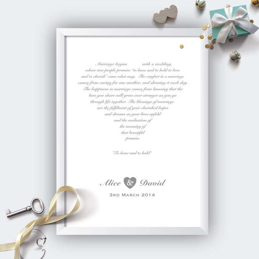 Personalised Wedding Heart Print White