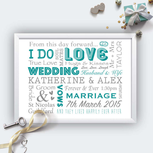 Personalised Wedding Typography Print-white