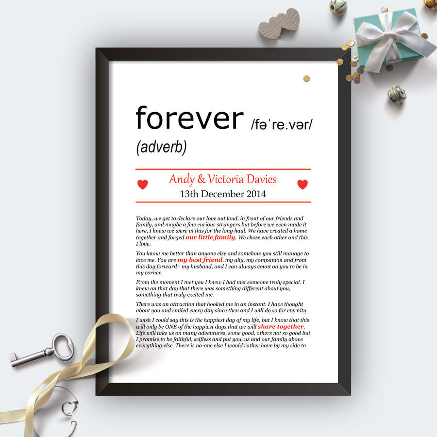 Personalised Wedding Vows Definition Print Black