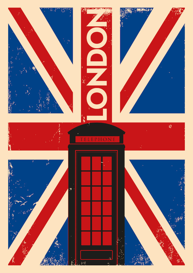 London Telephone Box Retro Canvas Print