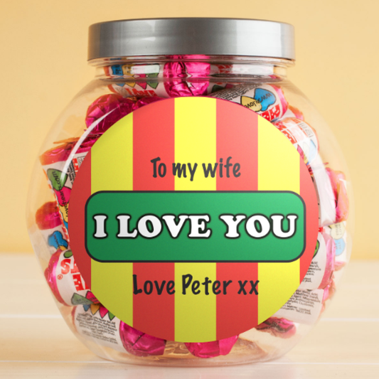 Personalised Retro Style Love Hearts Sweets Jar