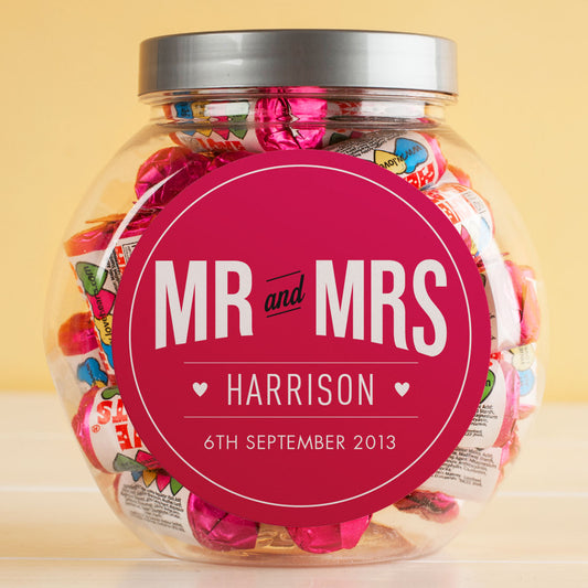 Personalised Wedding Date Couples Love Heart Sweets Jar